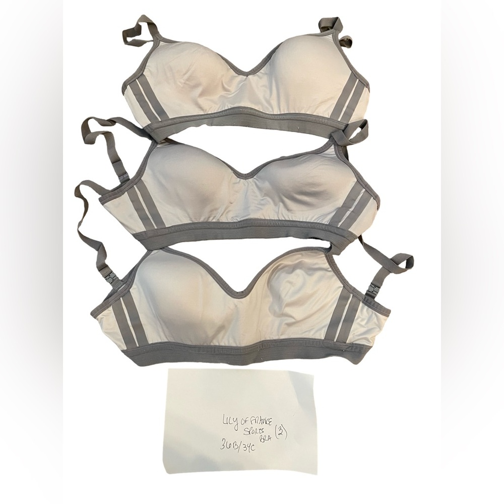 Lily of France Gray and White Bra Set